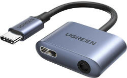 UGREEN USB-C - 3.5mm mini jack + USB-C Adapter - Szürke (60164)
