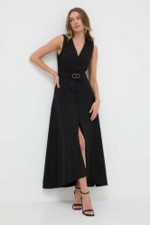 TWINSET ruha vászonkeverékből fekete, maxi, harang alakú - fekete 38
