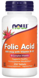 NOW Acid Folic (Vitamina B9) 800mg si Vitamina B12, Now Foods, 250 tablete