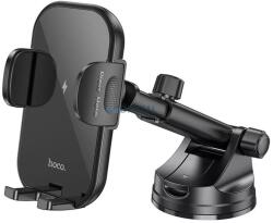hoco. Journey vezeték nélküli töltő és autós telefontartó szélvédőre/műszerfalra 15W (fekete)