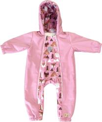 Monkey Mum® Salopetă de iarnă pentru copii din softshell căptușită cu imitație din blană de miel - Oița roz în pădure - mărime 62/68, 74/80 74/80 (P01628-2)