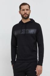 HUGO BOSS pamut pulóver otthoni viseletre fekete, nyomott mintás, kapucnis - fekete XL - answear - 30 990 Ft
