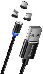 ColorWay Univerzalis Kabel 3in1 (lightning+microusb+type-c) Magn. , 2.4a 1m, Fekete (cw-cbuu020-bk)