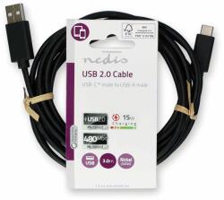 Nedis USB kábel | USB 2.0 | USB-A Dugasz | USB-C Dugasz | 15 W | 480 M (CCGL60600BK30)