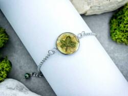 R. M. ékszer Aranyos borostyán levélke műgyanta acél karkötő (19204BA)