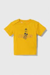 Adidas gyerek pamut póló sárga, nyomott mintás - sárga 74