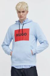 HUGO BOSS pamut melegítőfelső férfi, nyomott mintás, kapucnis - kék XL - answear - 38 990 Ft