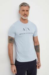 Giorgio Armani t-shirt szürke, férfi, nyomott mintás - kék XXL