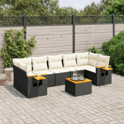 vidaXL 8 részes fekete polyrattan kerti ülőgarnitúra párnákkal (3259053) - balena