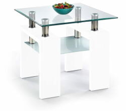 Halmar Üveg tárgyalóasztal Diana H Négyzet - fehér fényű / átlátszó / tejszerű