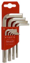Abraboro 9 részes rövid hatszög L-kulcs készlet, műanyag tartóban (060899248226) - goldentools