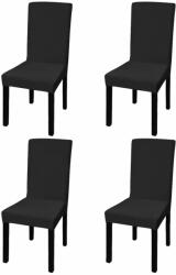  Huse de scaun elastice drepte, 4 buc. , negru (131419)