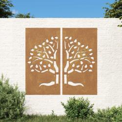 Decorațiuni perete de grădină 2 buc. 105x55 cm oțel model copac (824510)