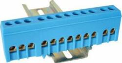 Tracon Electric Baretă izolată (N/PE), închisă, culoare albastră 230/400VAC, 63A, 6×9mm, 12P, IP20 (ZB)