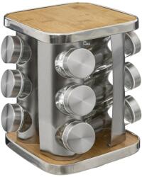 5five Simple Smart Set 12 recipiente condimente Altero, inox, bambus, sticla, 17 x H 22.9 cm
