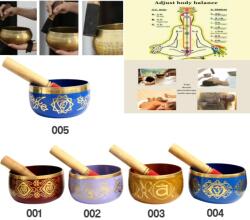  Bol Muzical Tibetan din Bronz 5 Metale Buddha obiect sonor 20x20x8 cm - cu bat pentru relaxare si echilibru interior 1 Buc Castron
