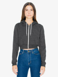 American Apparel AAF397 Női rövid derekú kapucnis cipzáras pulóver American Apparel, Dark Heather Grey-L (aaf397dhgr-l)