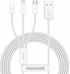 Baseus Кабел за зареждане Baseus Superior, 3 в 1, Micro USB, Lightning, Type-C, 1.0m, Бял - 40438