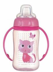Canpol Babies Cute Animals edzőpohár szilikon szájkosárral 320ml - 56/512_pin Rózsaszín macska