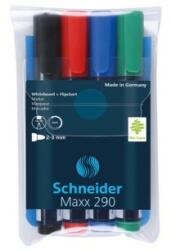 Schneider Marker SCHNEIDER Maxx 290, pentru tabla de scris+flipchart, varf rotund 2-3mm, 4 cul/set - (N, R, A, V) (S-129094) - ihtis