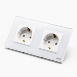 Tosyco Priză Schuko dublă cu ramă din sticlă (TOS-C2SK-W)