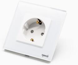 Tosyco Priză Schuko simplă cu ramă din sticlă (TOS-C1SK-W)