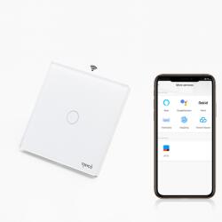 Tosyco Intrerupator simplu smart WIFI fara NUL cu touch (tactil) din sticla 1000W Tosyco compatibil cu Tuya, Google Home, Amazon Alexa (TOS-C1G1WWIFI-L-W)