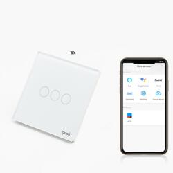 Tosyco Întrerupător triplu WIFI cu touch (tactil) din sticlă [CLONE] (TOS-C3G1WWIFI-L-W)