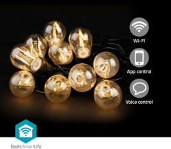 Nedis WIFILP01F10 LED okos Party fényfüzér, SmartLife , 10db Filamant LED égő, 9m, IP65, kültéri és beltéri, Wi-Fi