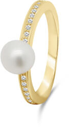 Brilio Silver Elegáns aranyozott valódi gyöngy gyűrű RI055Y 60 mm