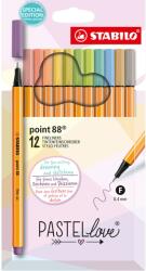 STABILO Point 88 Pastellove tűfilc, 0, 4 mm, 12 szín / készlet, kartondoboz (SW881277)