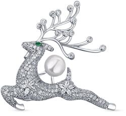 JwL Luxury Pearls Bájos gyöngy bross kristályokkal Szarvas JL0792 - vivantis