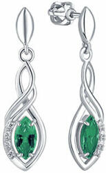 Brilio Silver Ezüst lógó fülbevalók zöld kristályokkal 436 001 00573 04 - vivantis
