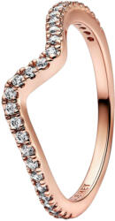 Pandora Hullámos bronz gyűrű cirkónium kővel Rose 182539C01 50 mm