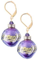 Lampglas Egyedi Violet Shine fülbevaló 24 karátos arannyal, Lampglas ERO11 gyöngyből - vivantis