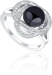 JwL Luxury Pearls Bájos gyűrű fekete gyönggyel és cirkónium kövekkel JL0760 52 mm
