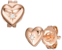 Fossil Romantikus bronz szív fülbevaló kristályokkal JFS00609791 - vivantis