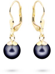 Cutie Jewellery Luxus sárga arany valódi sötét gyöngy fülbevaló Z3015-55-C5-X-1