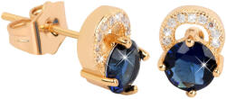 Troli Aranyozott csillogó fülbevaló kék kristályokkal - vivantis