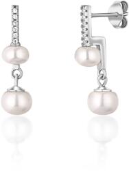 JwL Luxury Pearls Ötletes ezüst fülbevaló valódi gyöngyökkel és cirkónium kövekkel JL0773 - vivantis
