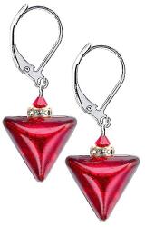 Lampglas Csodálatos fülbevaló Red Triangle 24 karátos arannyal Lampglas ETA4 / S gyöngyökben