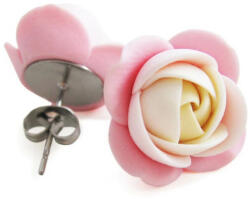 Troli Krémes-rózsaszín fülbevaló kis virágokkal - vivantis