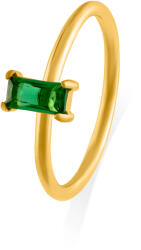 Troli Bájos aranyozott gyűrű zöld cirkónium kővel 60 mm