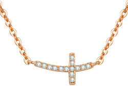 Beneto Rózsaszín aranyozott ezüst kereszt nyaklánc AGS546/47-ROSE - vivantis