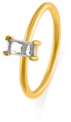 Troli Bájos aranyozott gyűrű átlátszó cirkónium kővel 59 mm