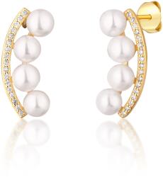 JwL Luxury Pearls Aranyozott fülbevaló folyami gyöngyökkel és cirkónium kövekkel JL0745