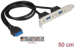 Delock Hátlapi kivezetés 1x 19 pin USB 3.0 pin header female belső > 2x USB 3.0 Type-A female külső (84836) - elektroszalon
