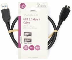 Nedis Cablu USB | USB 3.2 Gen 1 | Mufa USB-A | Mufa USB Micro-B | 5 Gbps | Nichelată | 0, 50 m | Rotund | PVC | Negru | Etichetă (CCGL61500BK05)