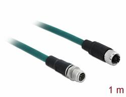 Delock Hálózati kábel M12 8 tűs X-kódú apa - anya TPU 1 m hosszú (85421) - dellaprint