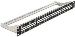 Delock 19" méretű, 48 portos Keystone 1U patchpanel tehermentesítővel (43280)